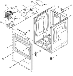 Cabinet Parts Diagram and Parts List for MED6230RHW4  Whirlpool Dryer