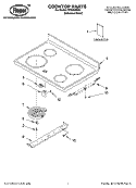 COOKTOP PARTS Diagram and Parts List for FES356RD3  Roper Range