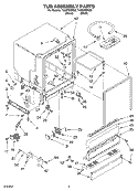 TUB ASSEMBLY Diagram and Parts List for TUD5700KQ0  Estate Dishwasher
