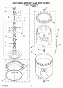 AGITATOR, BASKET AND TUB PARTS Diagram and Parts List for 1CWTW5590VQ0  Whirlpool Washer