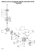 BRAKE, CLUTCH, GEARCASE, MOTOR AND PUMP PARTS Diagram and Parts List for 6ALSQ8000JQ2  Whirlpool Washer