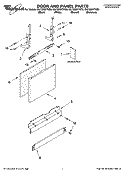DOOR AND PANEL PARTS Diagram and Parts List for GU1200XTKT0  Whirlpool Dishwasher