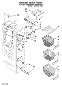 FREEZER LINER PARTS Diagram and Parts List for 7GS6SHEXPQ03  Whirlpool Refrigerator