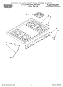 COOKTOP AND CONTROL PANEL Diagram and Parts List for FGS385BW3  Roper Range