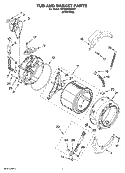 TUB AND BASKET PARTS, OPTIONAL PARTS (NOT INCLUDED) Diagram and Parts List for WFW8410SW01  Whirlpool Washer