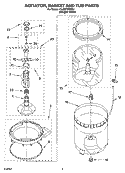 AGITATOR, BASKET AND TUB PARTS Diagram and Parts List for 1CLSR7300PQ1  Whirlpool Washer