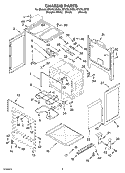 CHASSIS Diagram and Parts List for RF379LXKT0  Whirlpool Range