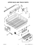 UPPER RACK AND TRACK PARTS Diagram and Parts List for KUDS30FXBL9  KitchenAid Dishwasher
