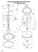 AGITATOR, BASKET AND TUB Diagram and Parts List for GSQ9633LL0  Whirlpool Washer