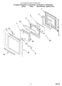 OVEN DOOR Diagram and Parts List for KEBS208DBS11  KitchenAid Wall Oven
