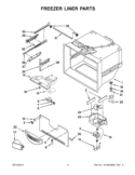 FREEZER LINER PARTS Diagram and Parts List for 5GX0FHTXAF01  Whirlpool Refrigerator