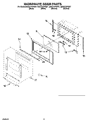 MICROWAVE DOOR PARTS Diagram and Parts List for GMC275PRQ01  Whirlpool Microwave Oven Combo