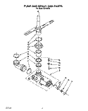 PUMP AND SPRAY ARM Diagram and Parts List for WU1000X5  Roper Dishwasher
