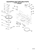MAGNETRON AND TURNTABLE Diagram and Parts List for KHMS145KSS0  KitchenAid Microwave
