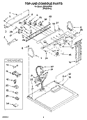 TOP AND CONSOLE PARTS Diagram and Parts List for LEQ9857PW0  Whirlpool Dryer