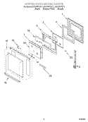 UPPER OVEN DOOR Diagram and Parts List for RBD275PDB11  Whirlpool Wall Oven