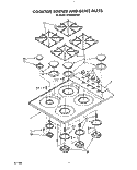COOKTOP, BURNER AND GRATE Diagram and Parts List for SC8630EWW2  Whirlpool Cooktop