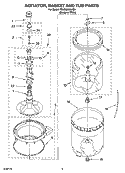 AGITATOR, BASKET AND TUB PARTS Diagram and Parts List for 7MLSQ8000JQ6  Whirlpool Washer