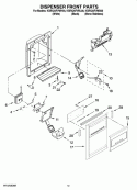 DISPENSER FRONT PARTS Diagram and Parts List for KSRX25FVMS00  KitchenAid Refrigerator