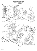 BULKHEAD PARTS Diagram and Parts List for 7MLGR7620MW1  Whirlpool Dryer
