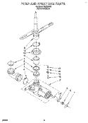 PUMP AND SPRAY ARM Diagram and Parts List for WU4500Y3  Roper Dishwasher