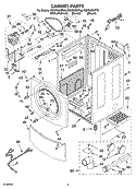 CABINET PARTS Diagram and Parts List for GGW9250PL0  Whirlpool Dryer