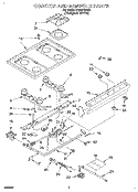 COOKTOP AND MANIFOLD, LITERATURE Diagram and Parts List for SF330PEWQ2  Whirlpool Range