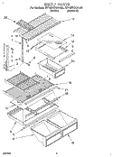 SHELF Diagram and Parts List for RT18BKXAW00  Roper Refrigerator