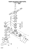 PUMP AND SPRAY ARM PARTS Diagram and Parts List for CUD4000TQ0  Crosley Dishwasher