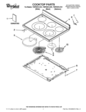 COOKTOP PARTS Diagram and Parts List for YWFE381LVB1  Whirlpool Range