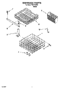 DISHRACK PARTS, OPTIONAL PARTS (NOT INCLUDED) Diagram and Parts List for TUD4700MU1  Estate Dishwasher