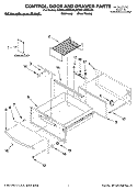 CONTROL, DOOR AND DRAWER PARTS Diagram and Parts List for KEWS145SPA02  KitchenAid Warming Drawer