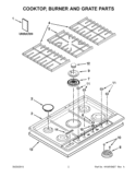 COOKTOP, BURNER AND GRATE PARTS Diagram and Parts List for KFGU706VSS03  KitchenAid Cooktop