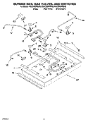 BURNER BOX, GAS VALVES, AND SWITCHES, OPTIONAL PARTS Diagram and Parts List for KGCC506RWW00  KitchenAid Cooktop
