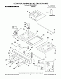 COOKTOP, BURNER AND GRATE PARTS Diagram and Parts List for KGCU463VSS00  KitchenAid Cooktop
