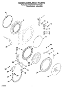 DOOR AND LATCH PARTS Diagram and Parts List for GHW9100LW2  Whirlpool Washer