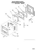 OVEN DOOR PARTS Diagram and Parts List for KEBV208MSS02  KitchenAid Wall Oven