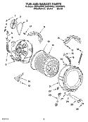 TUB AND BASKET PARTS Diagram and Parts List for GHW9400PW2  Whirlpool Washer