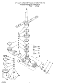 PUMP AND SPRAY ARM Diagram and Parts List for DU850DWGB0  Whirlpool Dishwasher
