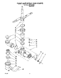 PUMP AND SPRAY ARM Diagram and Parts List for RUD1000DB0  Roper Dishwasher