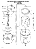 AGITATOR, BASKET AND TUB PARTS Diagram and Parts List for LSQ9030PQ1  Whirlpool Washer