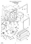 TUB ASSEMBLY Diagram and Parts List for GU980SCGS3  Whirlpool Dishwasher