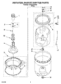 AGITATOR, BASKET AND TUB PARTS Diagram and Parts List for 7MWT74700SQ0  Whirlpool Washer