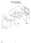 OVEN DOOR Diagram and Parts List for GBS307PDQ0  Whirlpool Wall Oven
