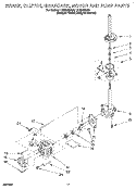 BRAKE, CLUTCH, GEARCASE, MOTOR AND PUMP Diagram and Parts List for LTG5243DQ0  Whirlpool Washer Dryer Combo