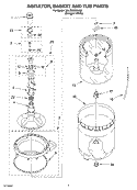 AGITATOR, BASKET AND TUB PARTS Diagram and Parts List for 3RLSQ8000JQ2  Whirlpool Washer