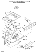 COOKTOP AND MANIFOLD, LIT/OPTIONAL Diagram and Parts List for FGP310BW0  Roper Range