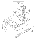 COOKTOP Diagram and Parts List for SF387PEYQ8  Whirlpool Range
