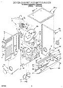 DRYER CABINET AND MOTOR Diagram and Parts List for LTE5243BN0  Whirlpool Washer Dryer Combo