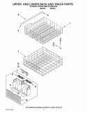 UPPER AND LOWER RACK AND TRACK PARTS Diagram and Parts List for DP1040XTXB5  Whirlpool Dishwasher